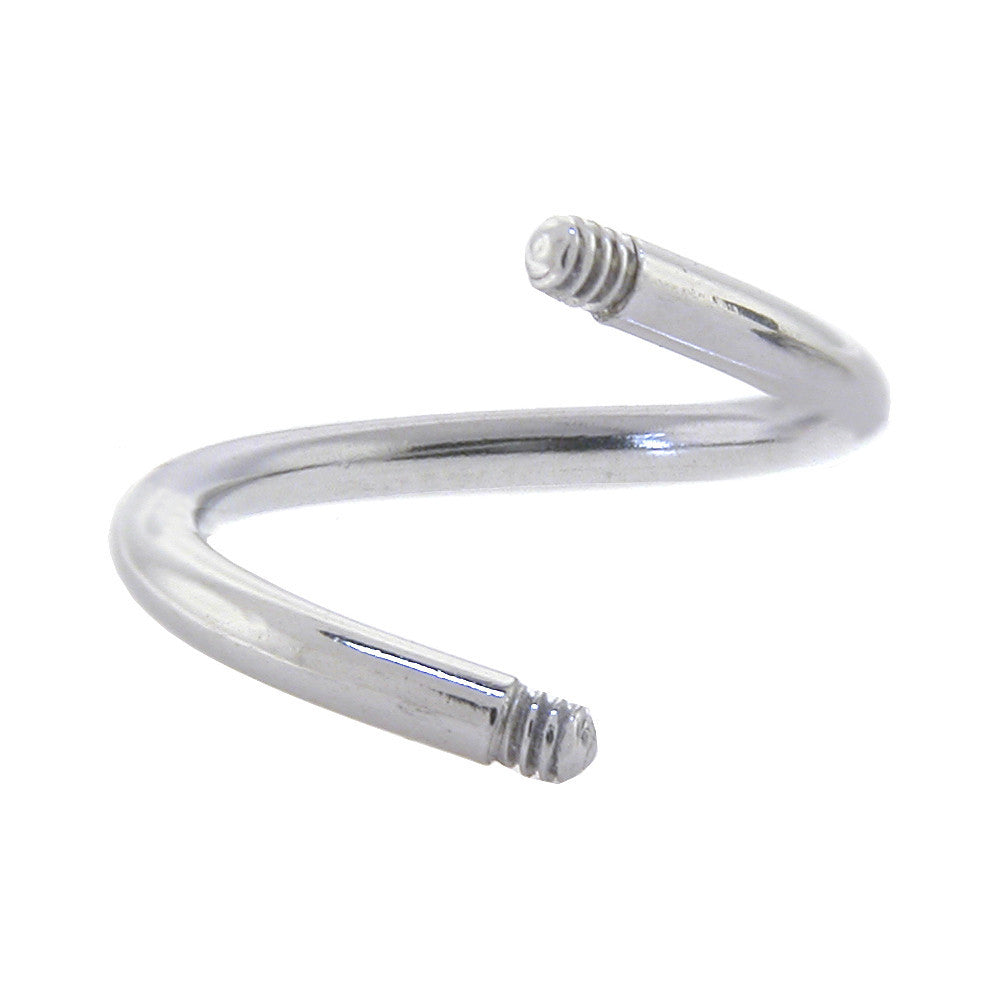 14 Gauge Threaded 316l Stainless Steel Spiral Twist Shaft 7/16