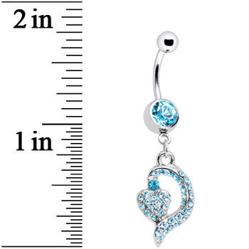 Aqua Gem Dynamic Heart Belly Ring
