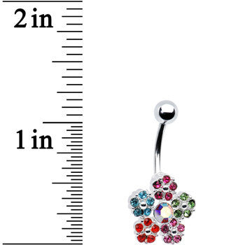 Multi Gem Kaleidoscope Flower Belly Ring