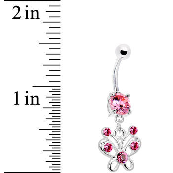 Pink Cubic Zriconia Butterfly Belly Ring