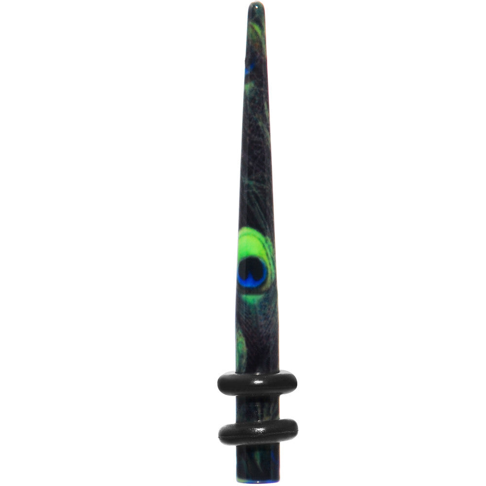 8 Gauge Peacock Feathers Acrylic Taper