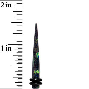 6 Gauge Peacock Feathers Acrylic Taper