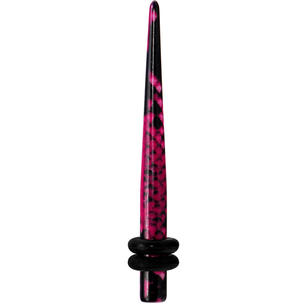 8 Gauge Pink Snake Skin Acrylic Taper