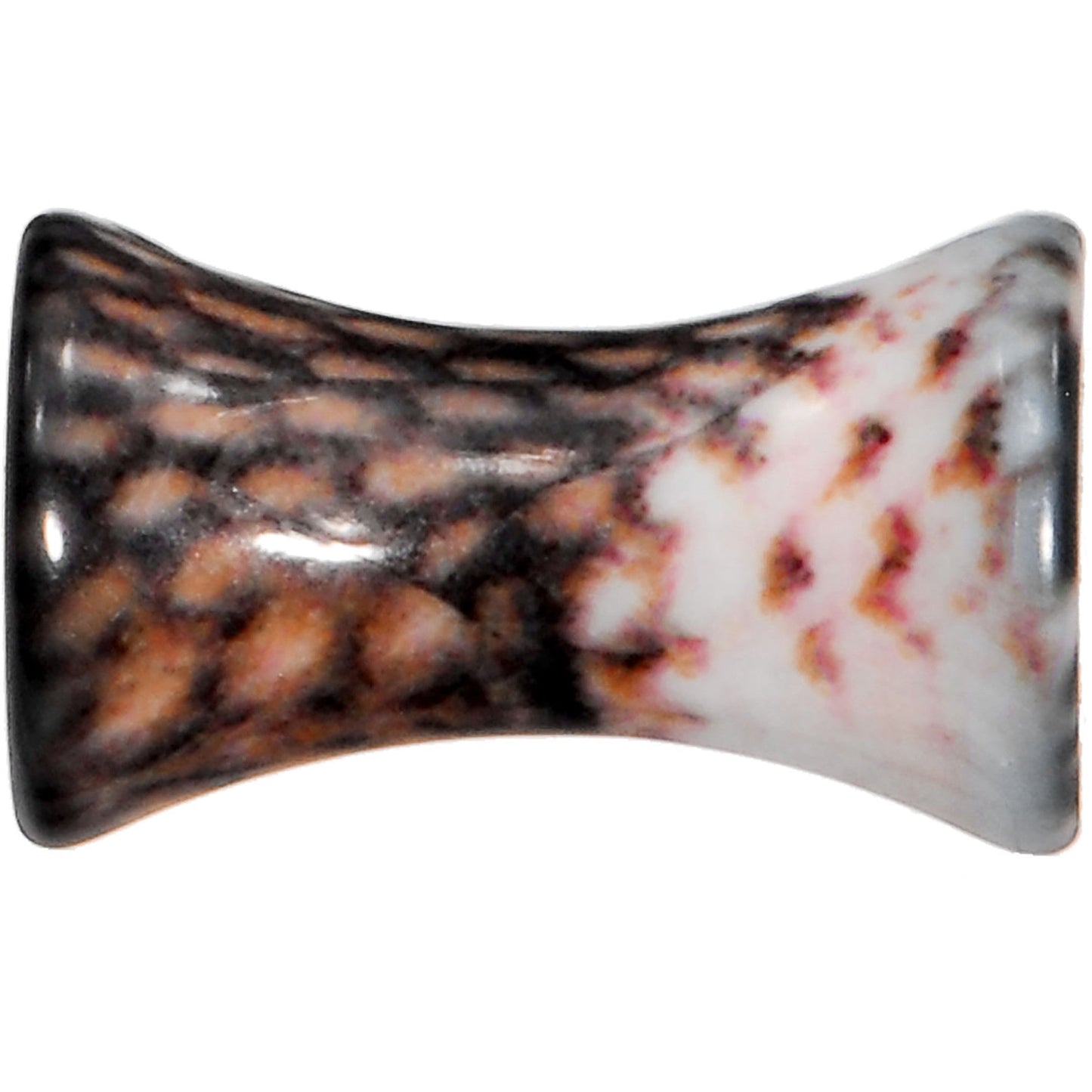 6 Gauge Blushing Snake Skin Acrylic Saddle Plug