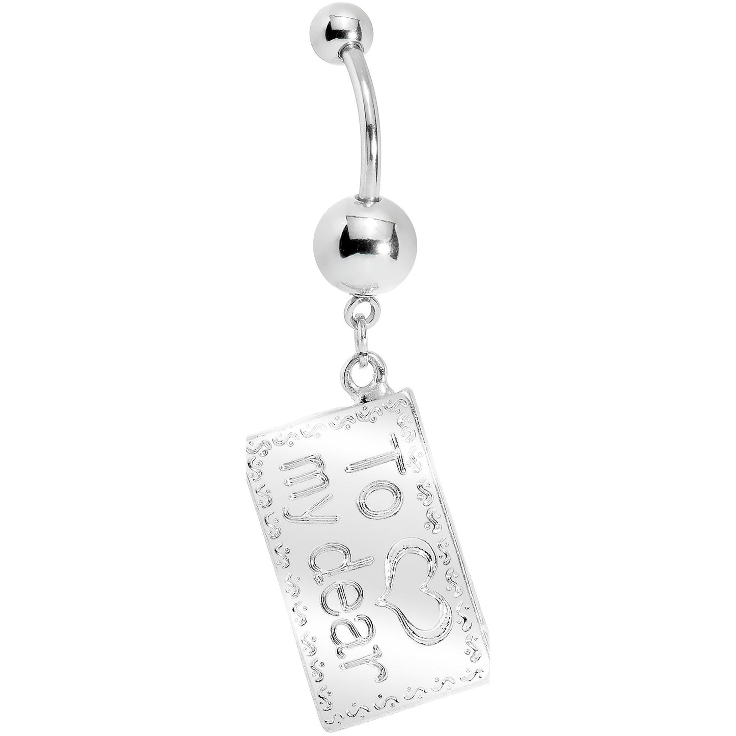 Fuchsia Gem Love Letter Dangle Belly Ring