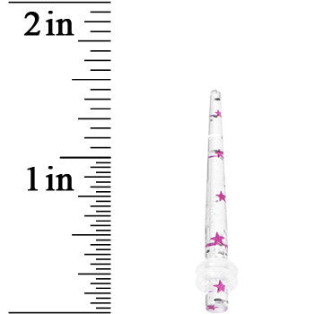 8 Gauge Clear Acrylic Glitter Purple Star Confetti Taper