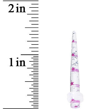 6 Gauge Clear Acrylic Glitter Purple Star Confetti Taper