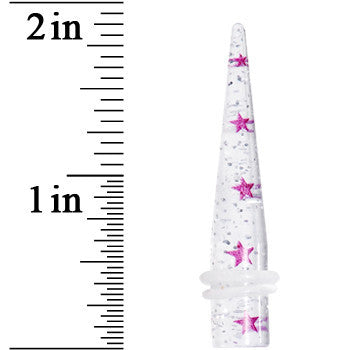 0 Gauge Clear Acrylic Glitter Purple Star Confetti Taper