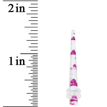 8 Gauge Clear Acrylic Glitter Purple Heart Confetti Taper