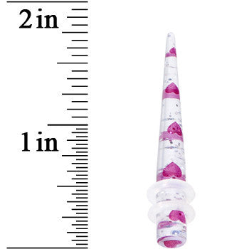 4 Gauge Clear Acrylic Glitter Purple Heart Confetti Taper