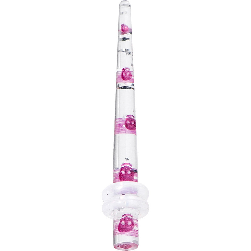 8 Gauge Clear Acrylic Glitter Purple Skull Confetti Taper