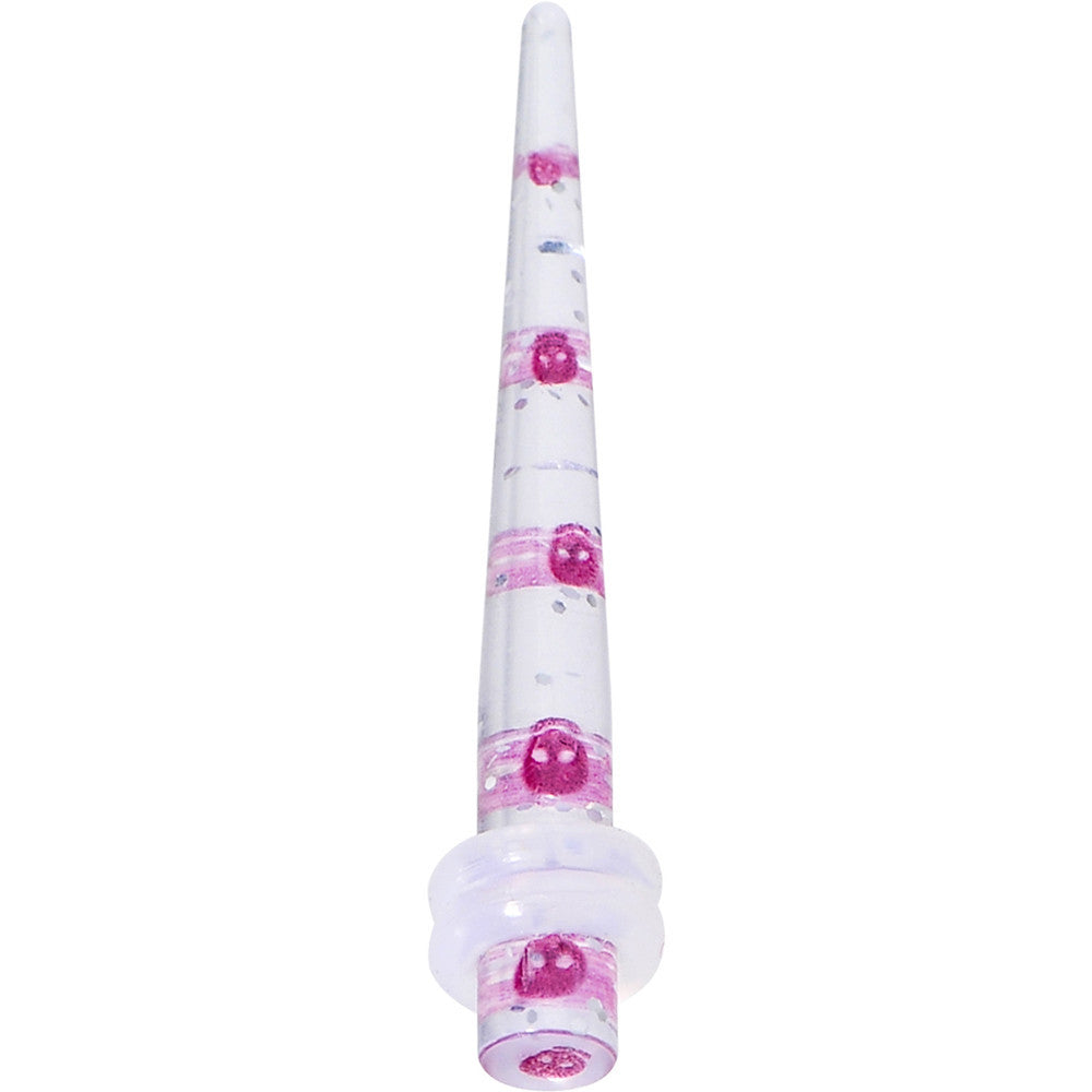 6 Gauge Clear Acrylic Glitter Purple Skull Confetti Taper