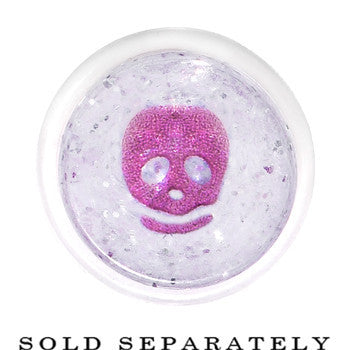 6 Gauge Clear Acrylic Glitter Purple Skull Confetti Taper