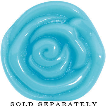 9/16 Blue Rose Flower Acrylic Saddle Plug