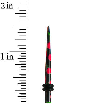 8 Gauge Black Acrylic Red Cherry Logo Taper