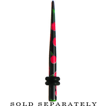 8 Gauge Black Acrylic Red Cherry Logo Taper