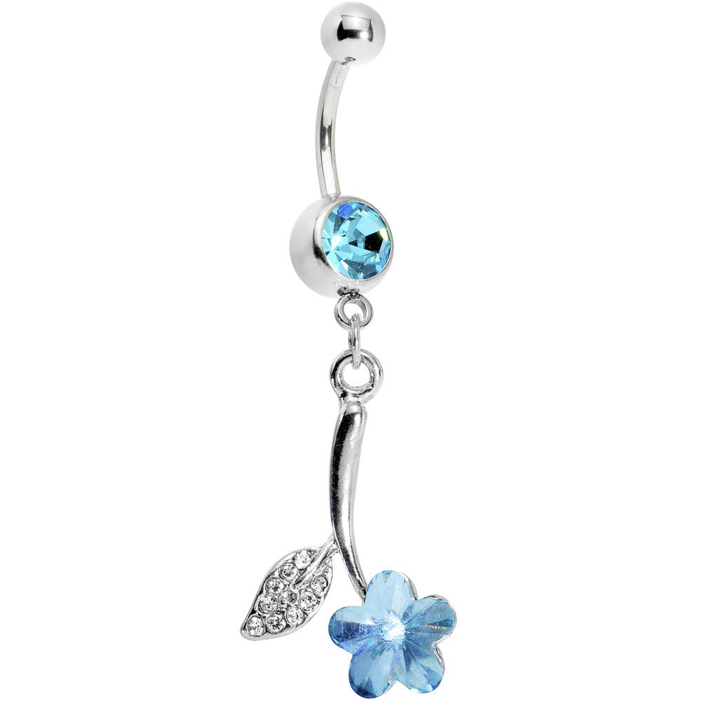 Fashionably Floral Blue Gem Flower Belly Ring
