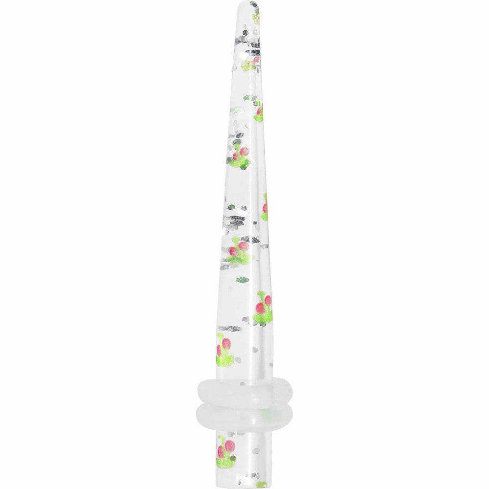 6 Gauge Clear Acrylic Glitter Cherry Confetti Taper