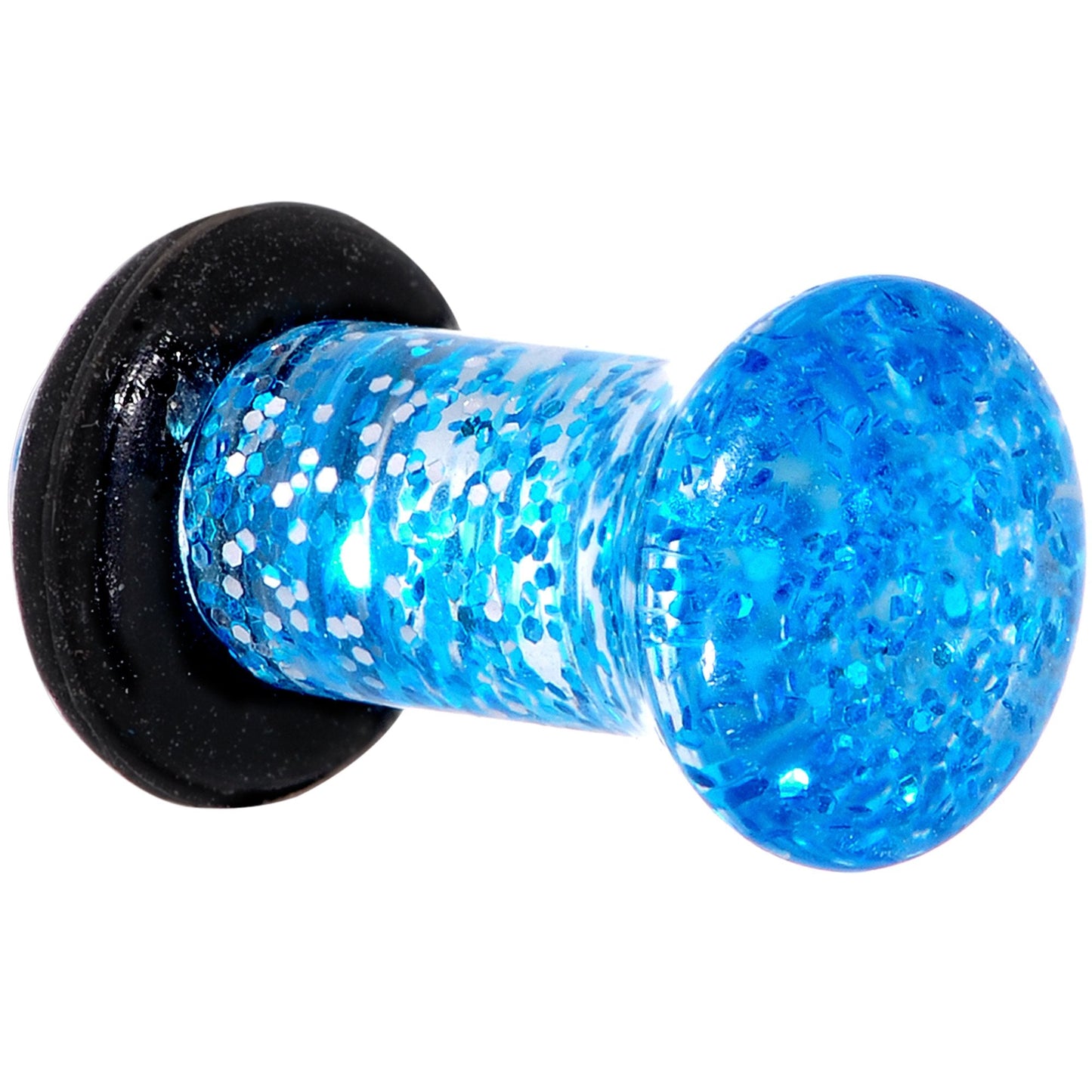 6 Gauge Blue Acrylic Ultra Glitter Plug Set