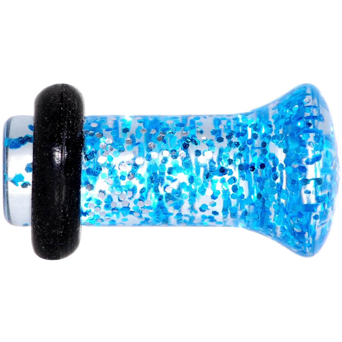 6 Gauge Blue Acrylic Ultra Glitter Plug Set