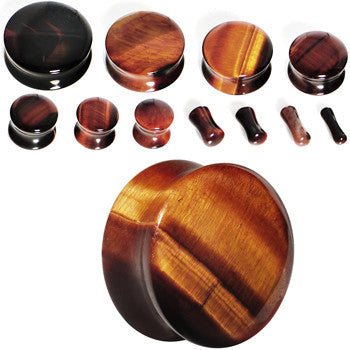 7/8 Red Tiger Eye Natural Stone Plug