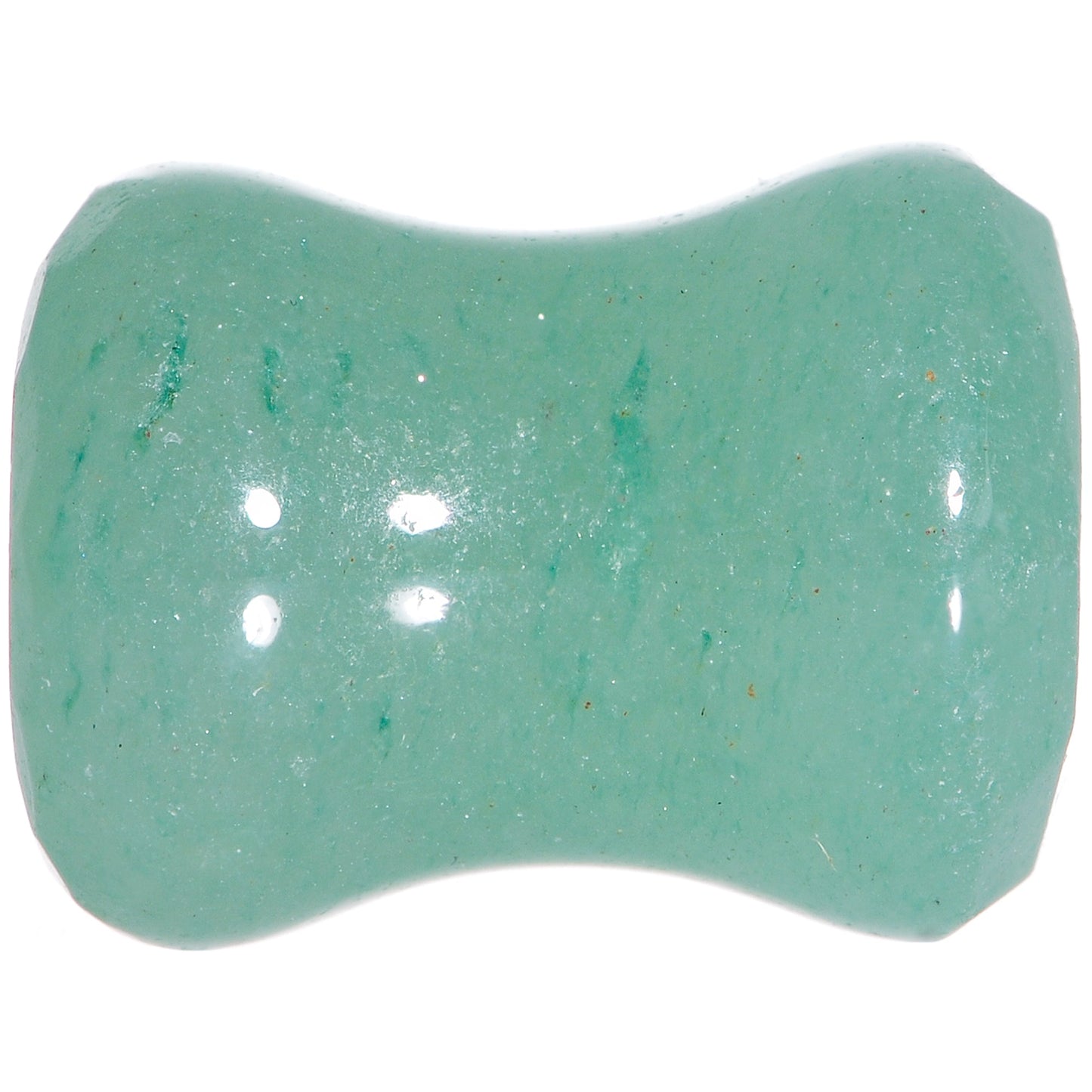0 Gauge Set of Green Aventurine Semi Precious Stone Faceted Double Flare Plug