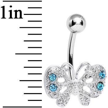 Aqua Gem Enchanting Butterfly Belly Ring