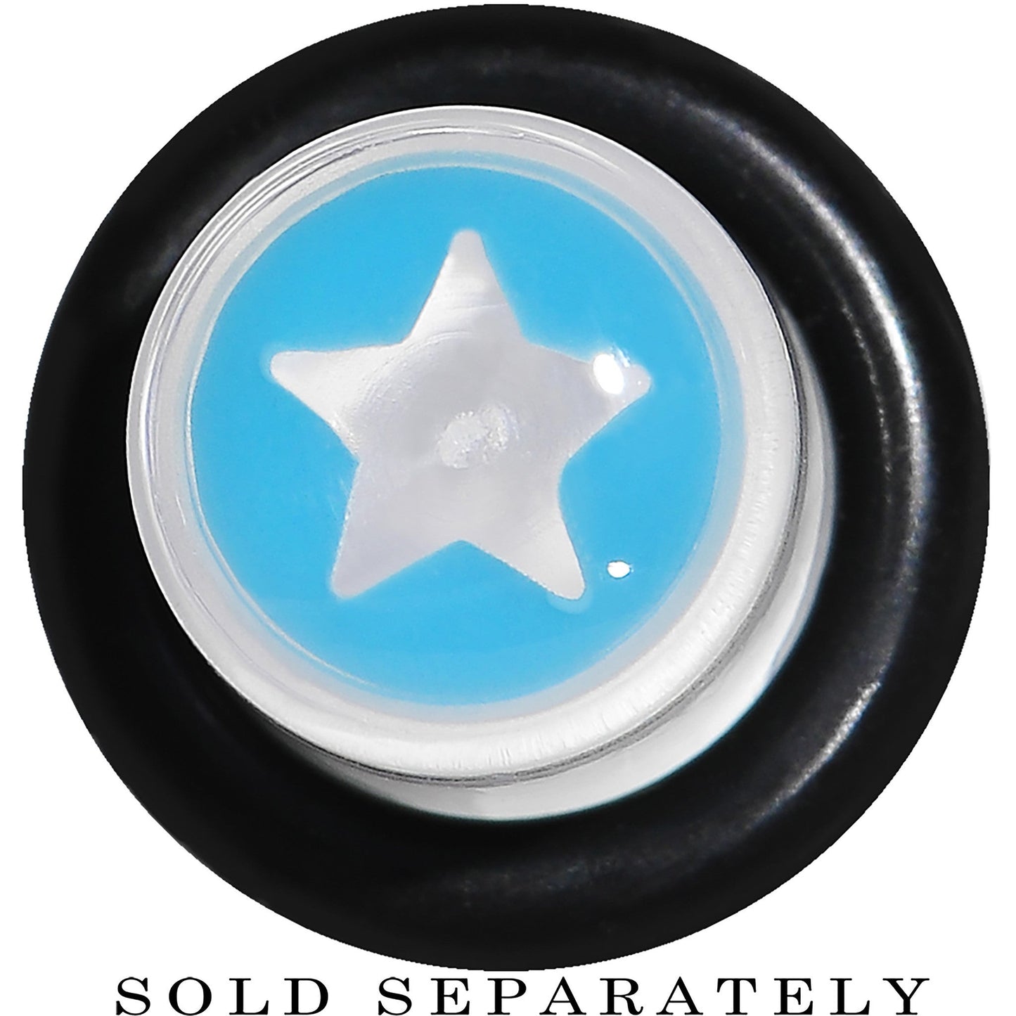 0 Gauge Clear Light Blue Acrylic Wish on a Star Taper