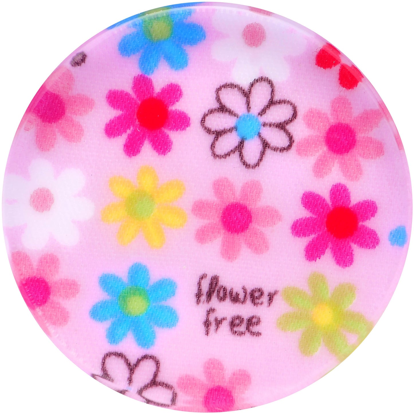 36mm Acrylic Pink Multicolored Flower Power Saddle Plug