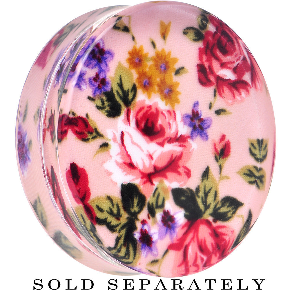 42mm Acrylic Pink Grandma's Wallpaper Flowered Saddle Plug