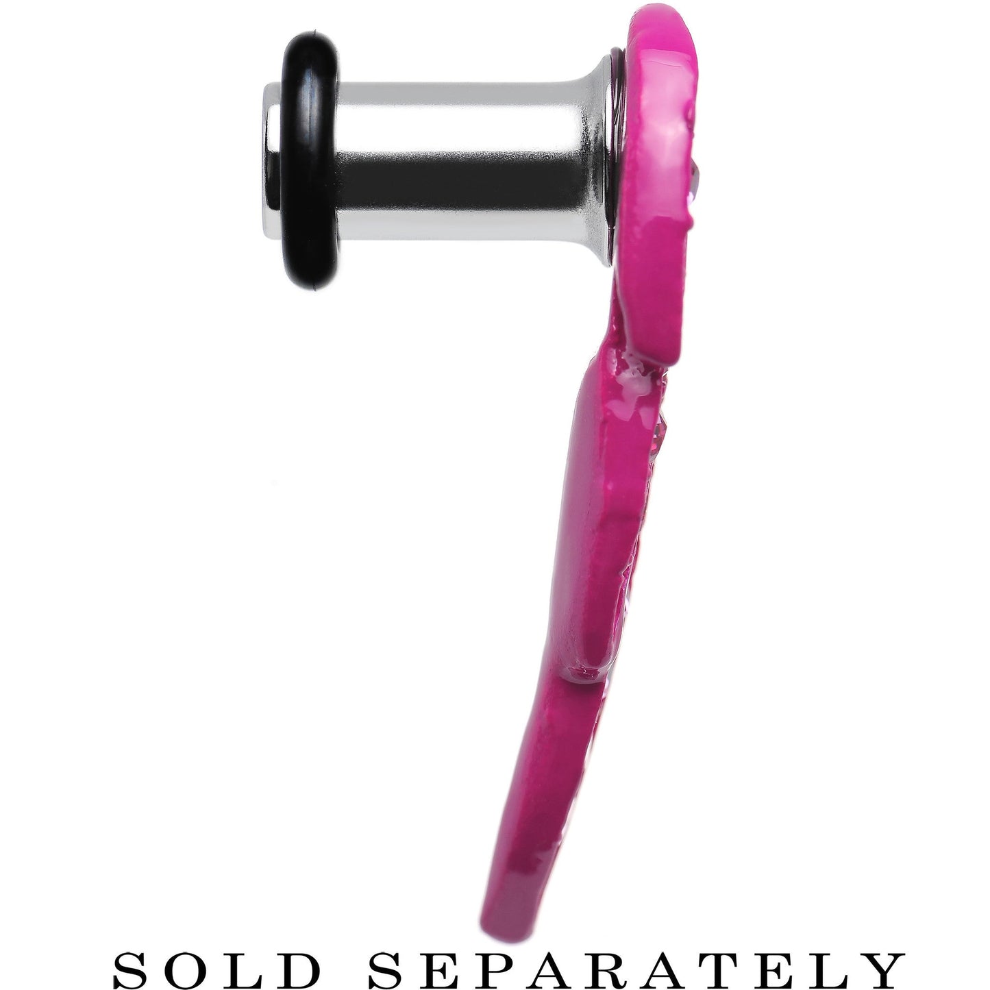 4 Gauge Pink Gem Brilliant Angel Wing Single Flare Steel Plug