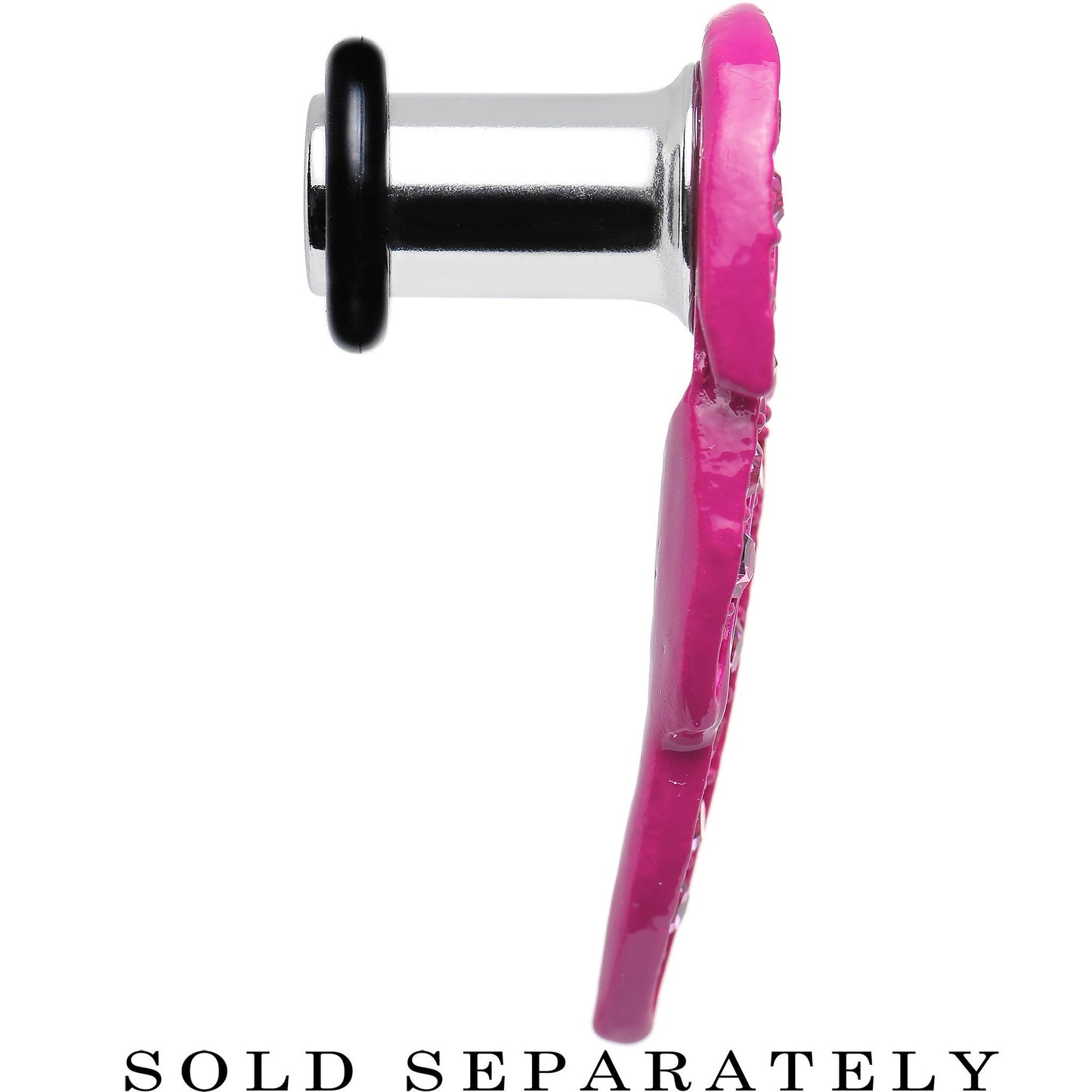 2 Gauge Pink Gem Brilliant Angel Wing Single Flare Steel Plug