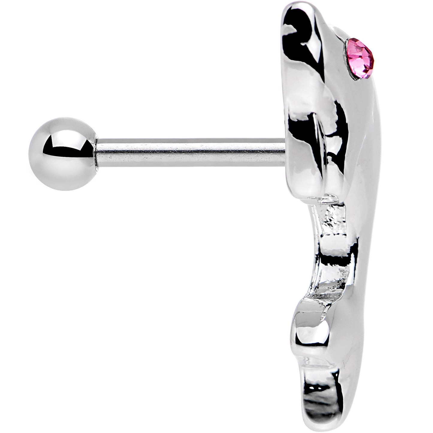 16 Gauge 1/4 Pink Gem Dolphin Left Cartilage Earring