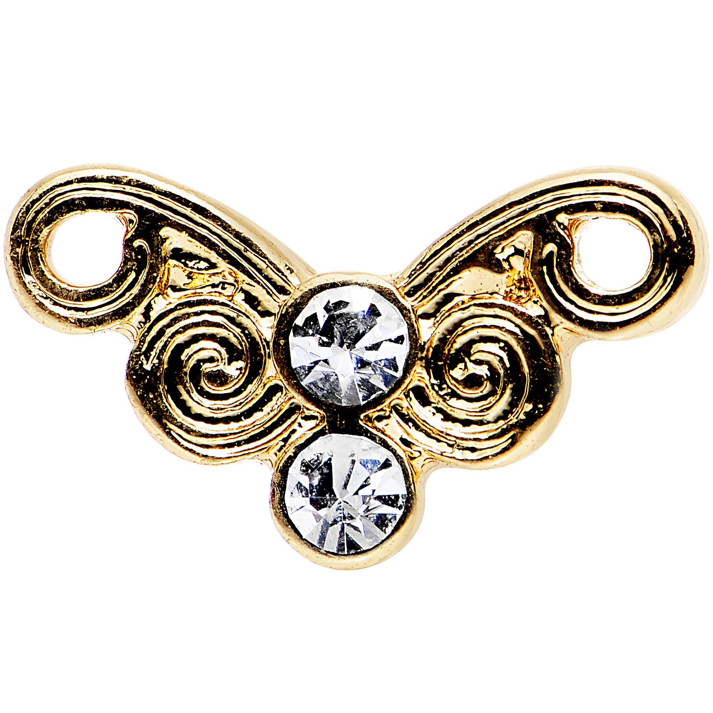 16 Gauge 1/4 Clear Gleaming Steel Swirly Butterfly Cartilage Earring