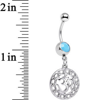 Faux Turquoise Circular Frame Spend the Day At Ohm Dangle Belly Ring