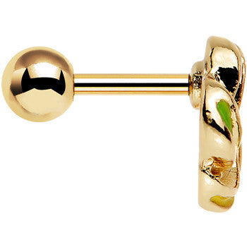 16 Gauge 1/4 Gold Anodized Festive Wreath Tragus Cartilage Earring