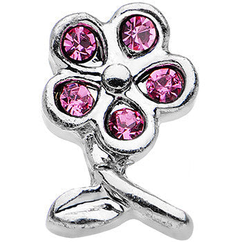 16 Gauge Pink Gem Petal Flower Right Ear Cartilage Earring