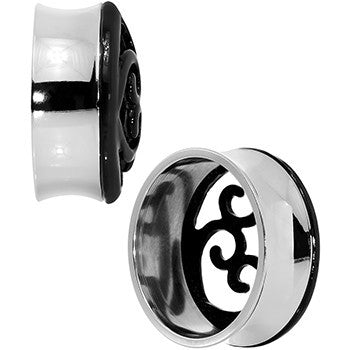 28mm Steel Black Filigree Duet Heart Saddle Plug Set
