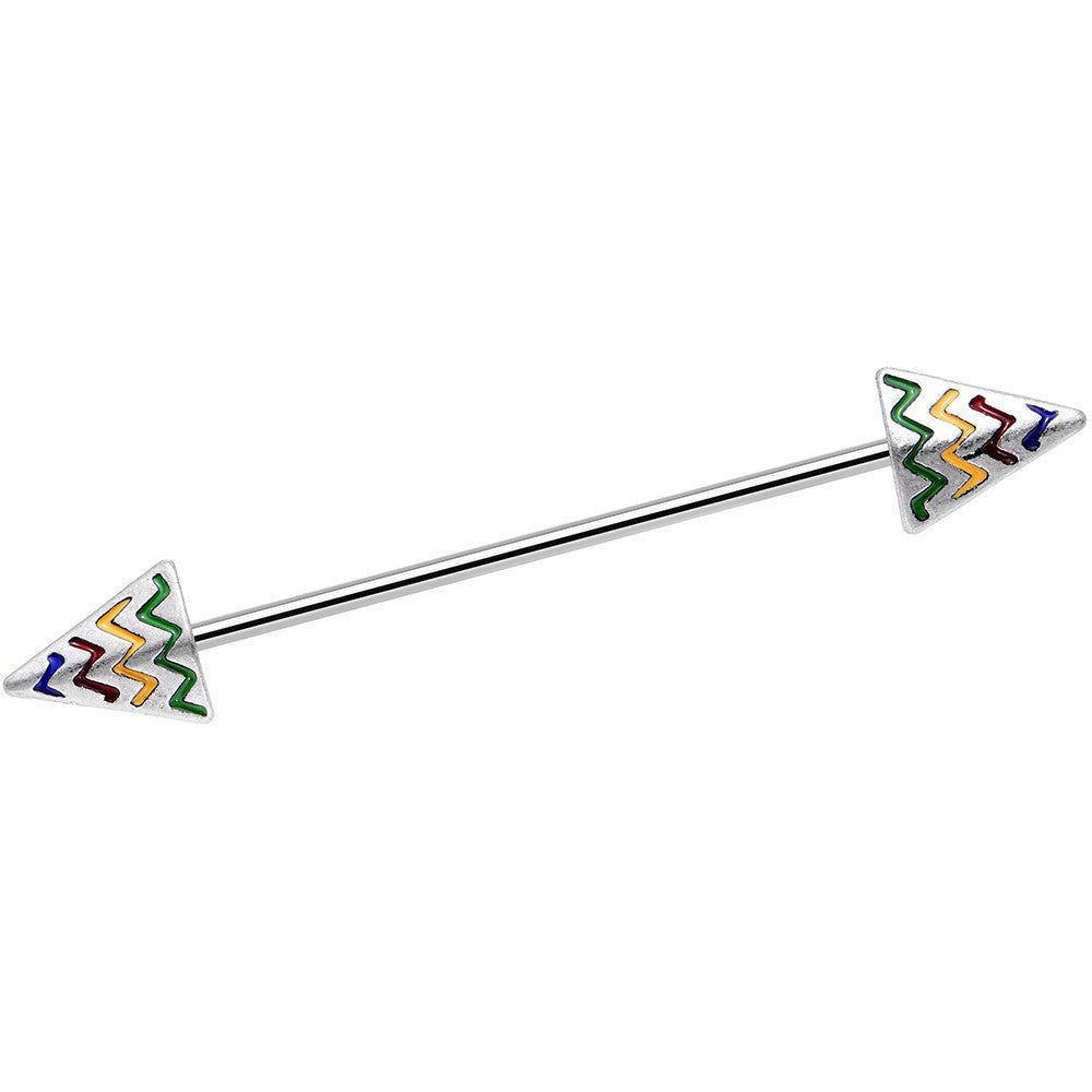 14 Gauge Rainbow Chevron End with an Arrow Industrial Barbell 38mm