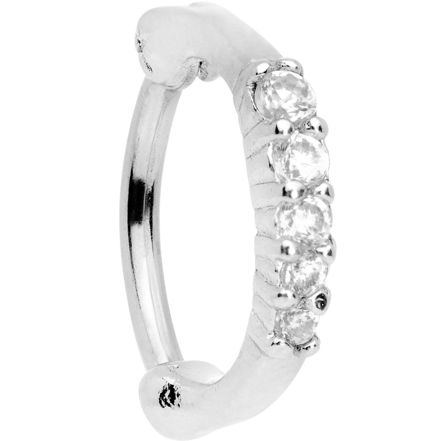 16 Gauge 5/16 Clear Gem Curved Hinged Cartilage Clicker