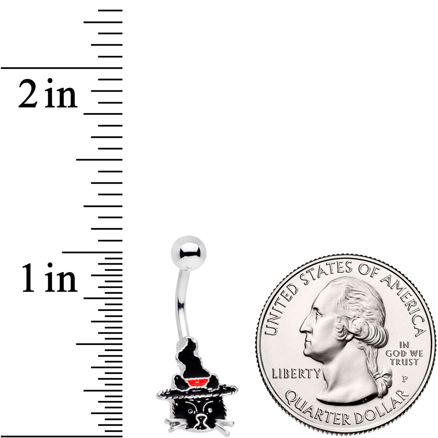 Halloween Witch Way Sassy Black Cat Belly Ring