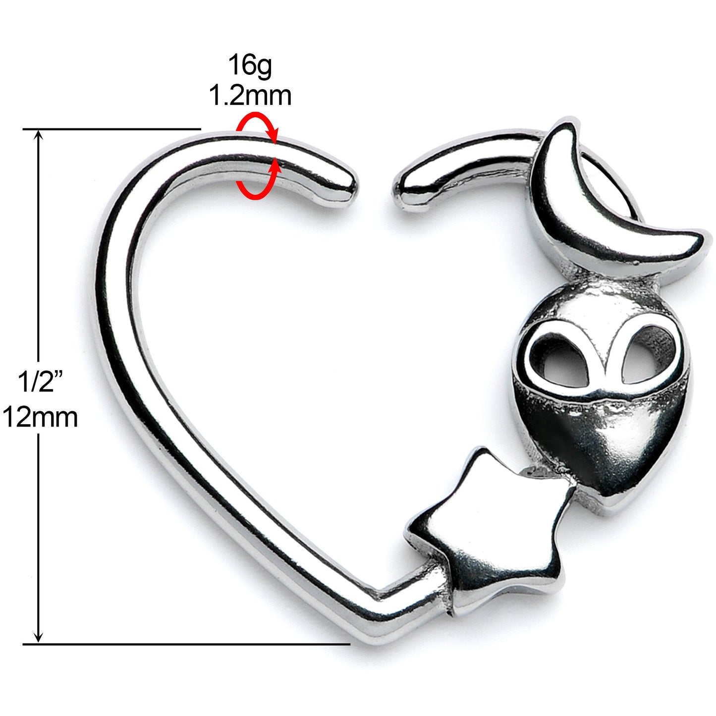 16 Gauge 3/8 Alien Among The Stars Left Heart Closure Ring