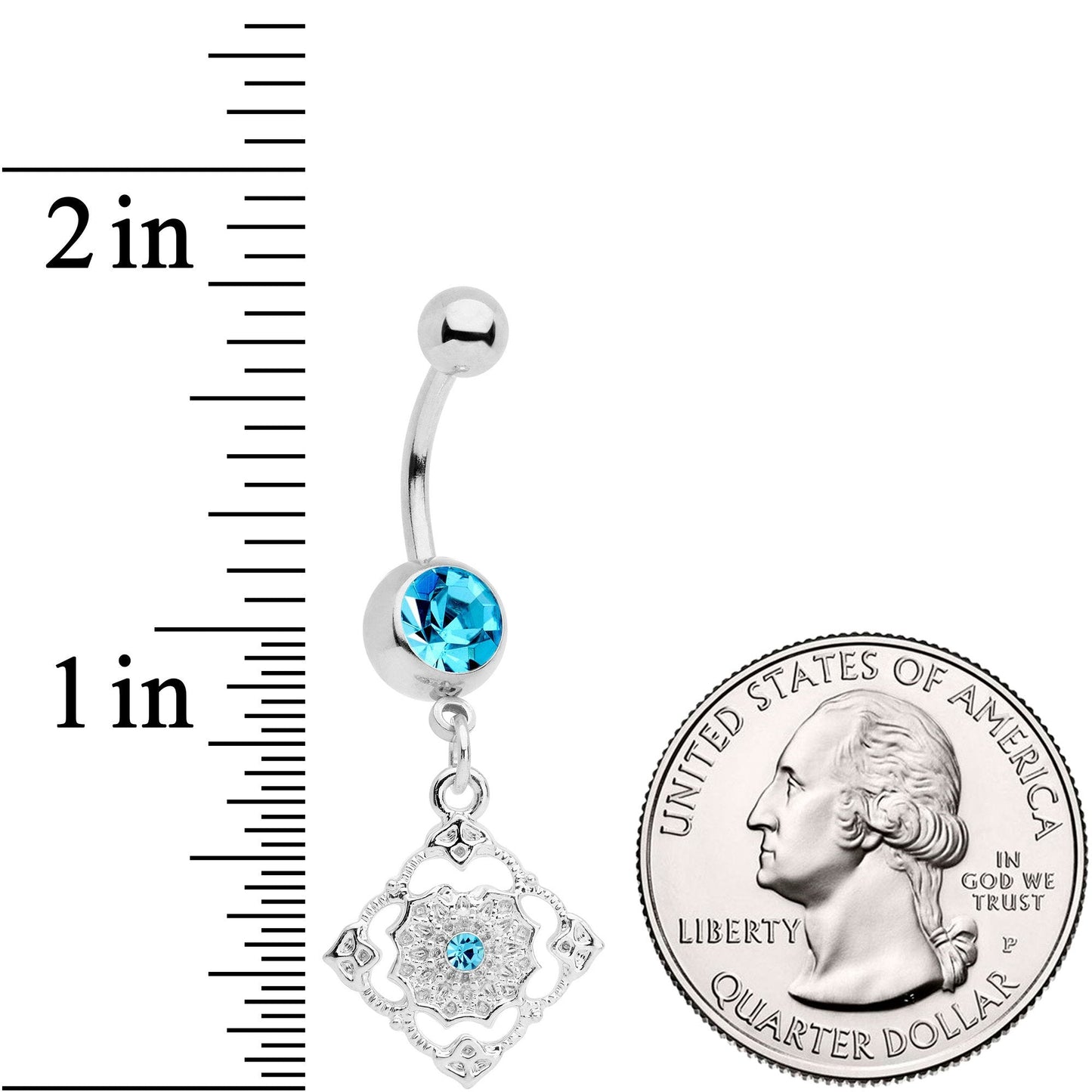 Blue Gem Art Deco Antique Style Elegance Dangle Belly Ring