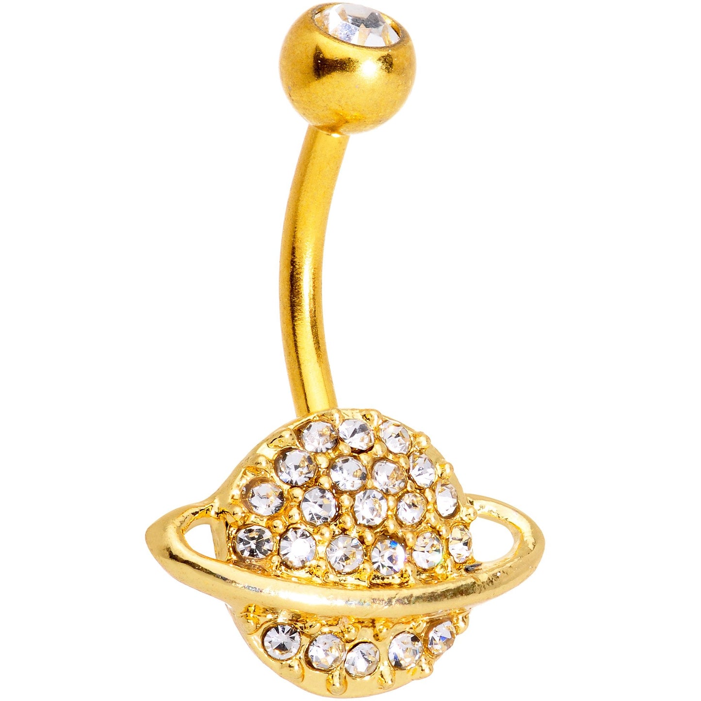 Clear Gem Gold Tone Planet Luxury Belly Ring