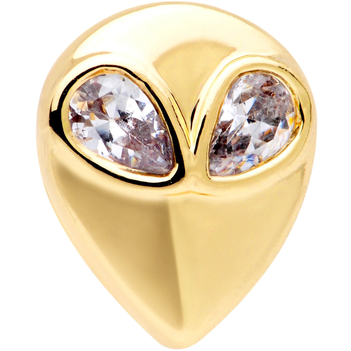 16 Gauge 1/4 Clear Gem Gold Tone Space Alien Cartilage Tragus Earring