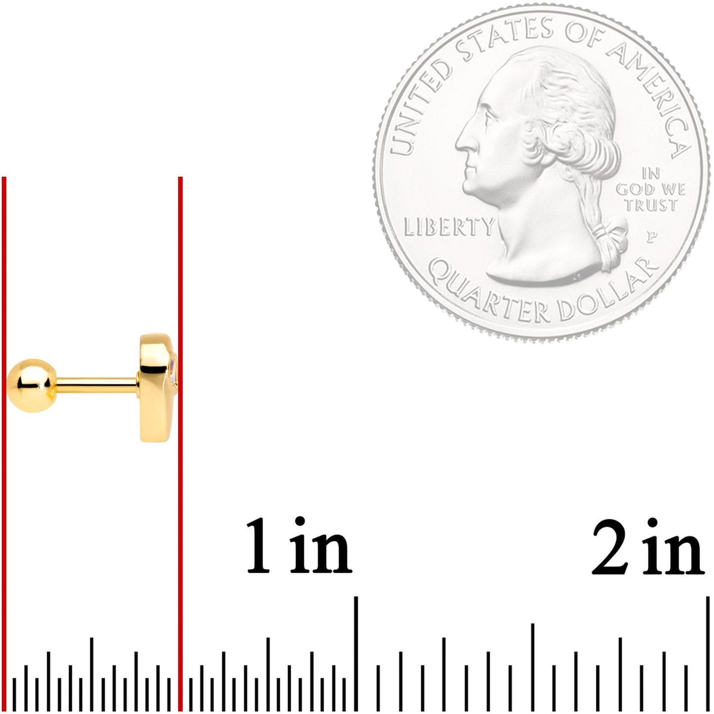 16 Gauge 1/4 Clear Gem Gold Tone Space Alien Cartilage Tragus Earring