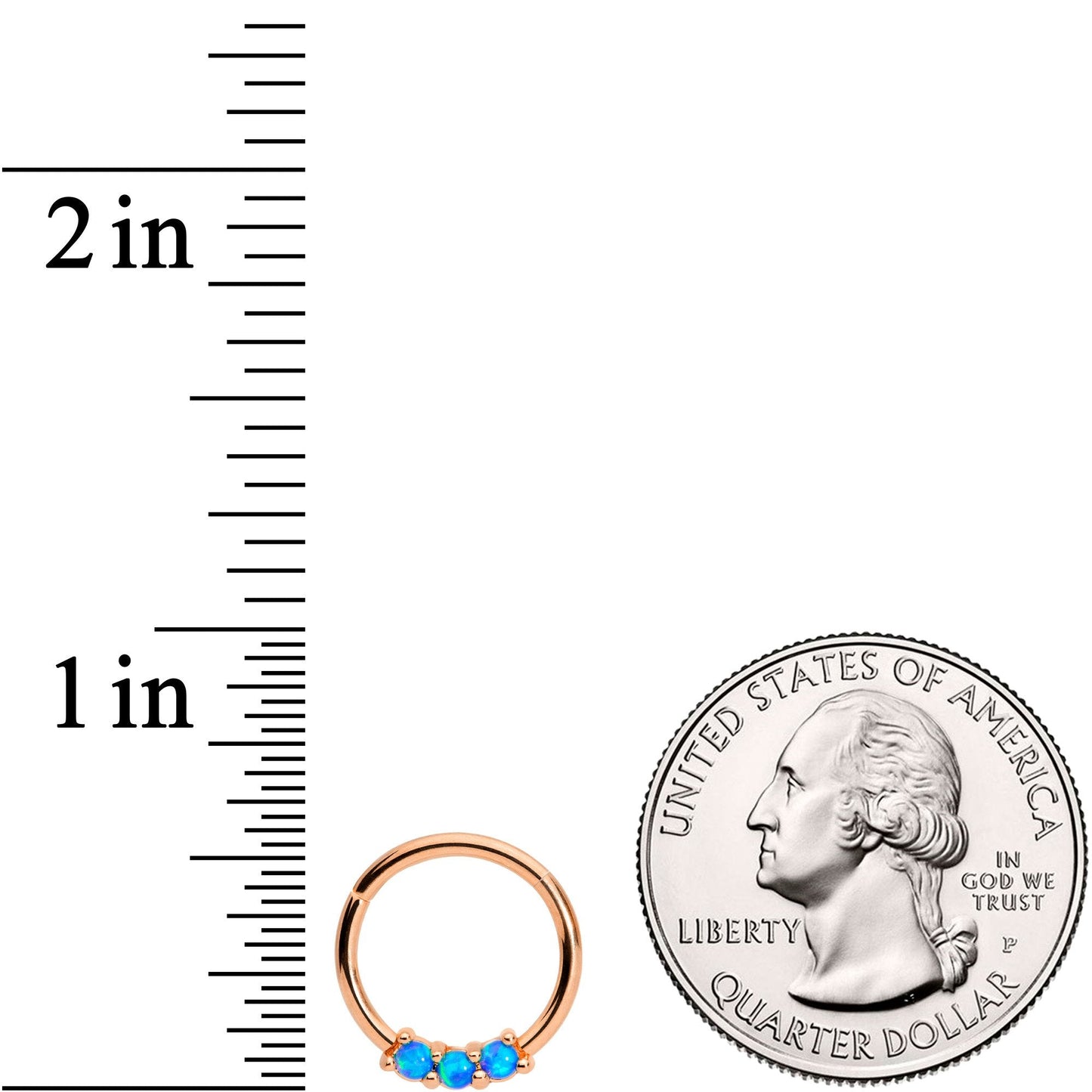 16 Gauge 3/8 Blue Synthetic Opal Rose Gold Tone Hinged Segment Ring