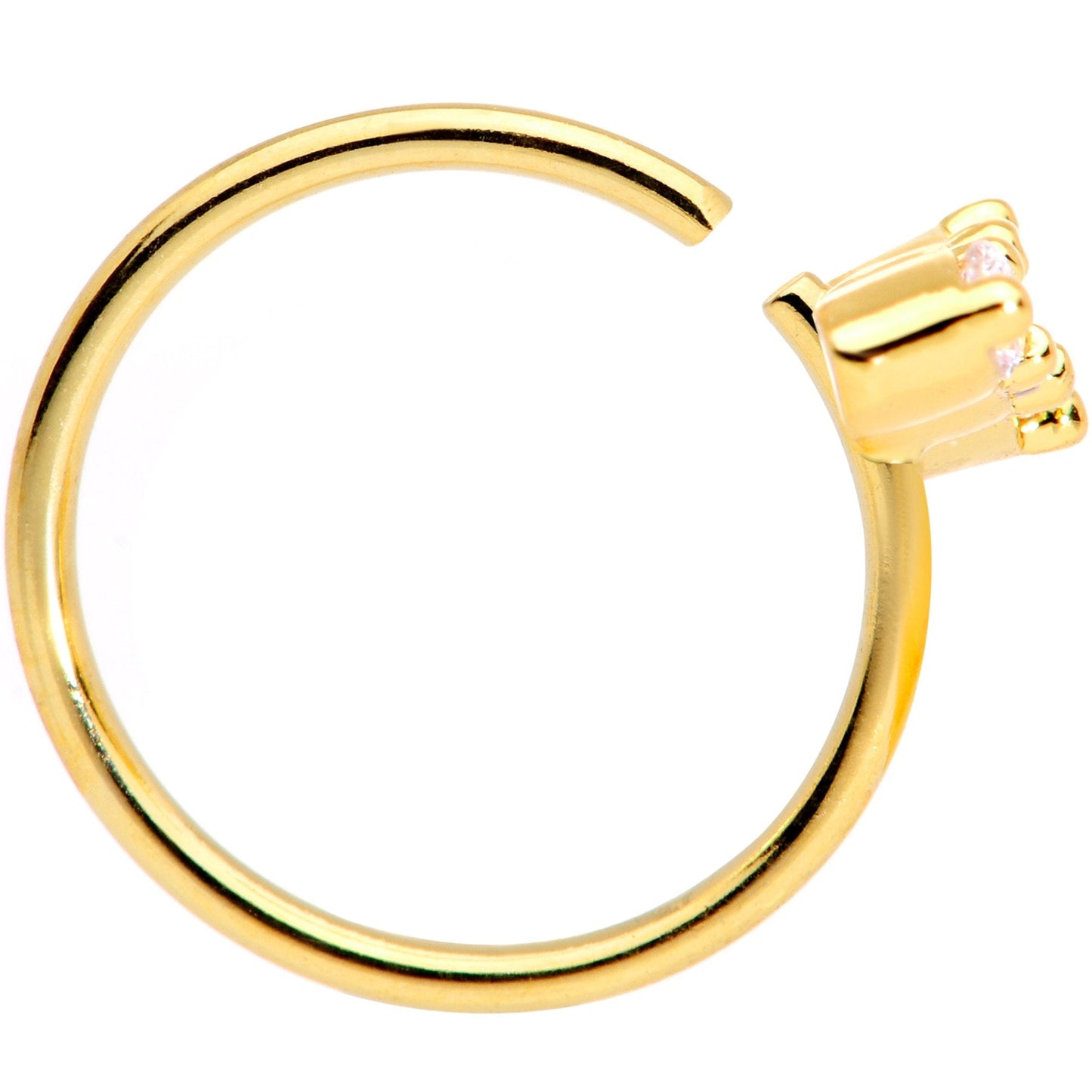 20 Gauge 5/16 Clear CZ Gem Trio Gold Tone Seamless Circular Ring