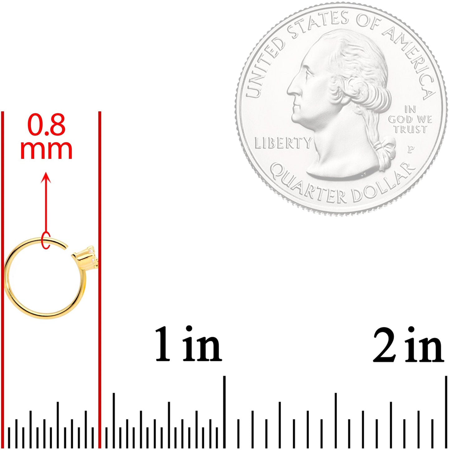 20 Gauge 5/16 Clear CZ Gem Trio Gold Tone Seamless Circular Ring