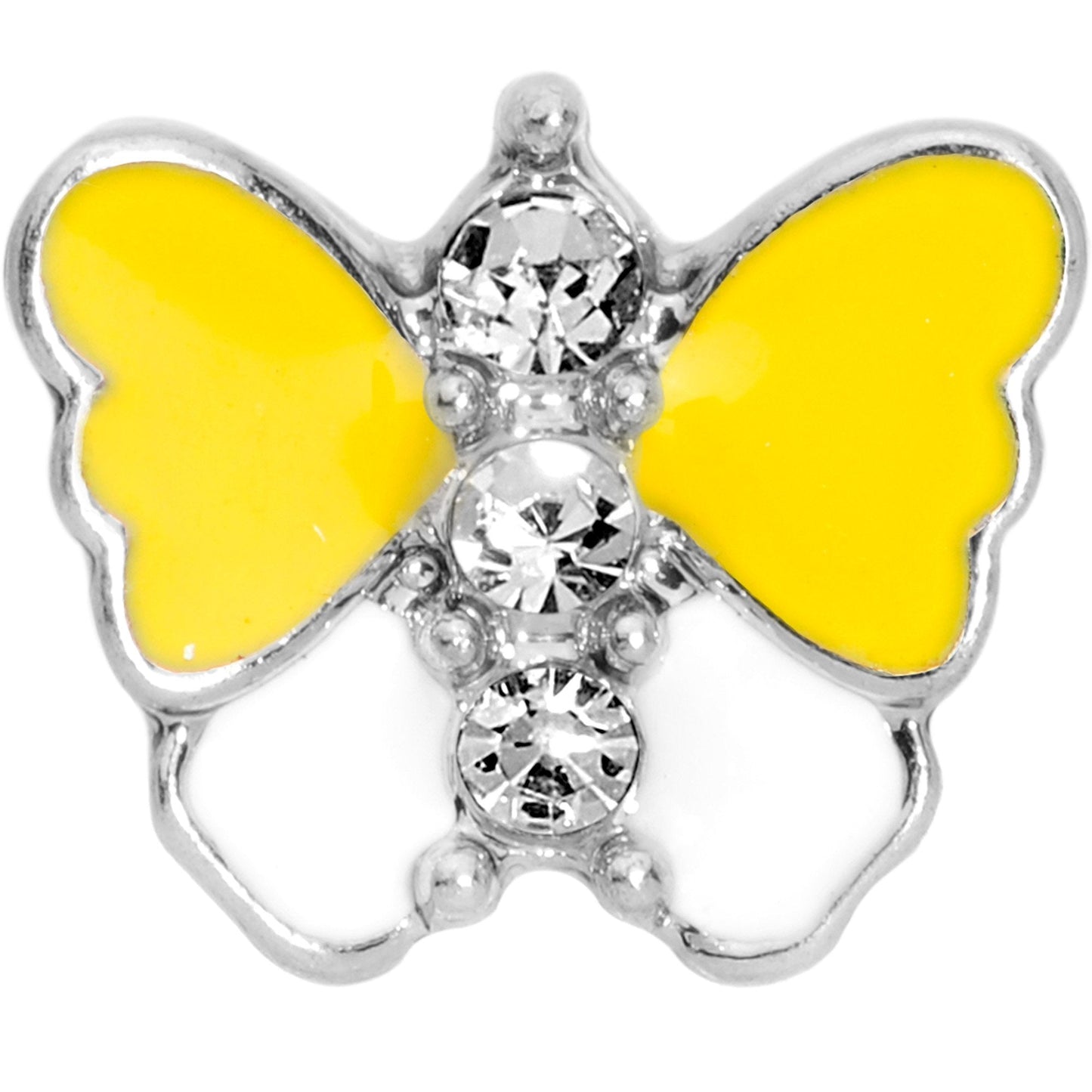 16 Gauge 1/4 Clear Gem Yellow Butterfly Cartilage Tragus Earring